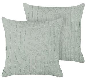 Sada 2 dekoratívnych vankúšov mätovo zelená bavlna polyester 45 x 45 cm abstraktný vzor štvorcový moderný štýl doplnky obývačka spálňa