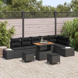 Maison Exclusive - Záhradný nábytok s vankúmi 9 ks ierny Poly-rattan