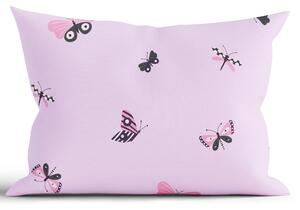 Bavlnená obliečka na vankúš Renforcé 50 × 70 cm - Motýlikovia ružové