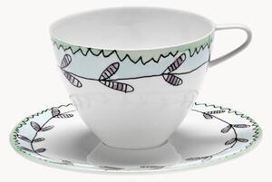 Šálky na kávu's podšálkami z jemného kostného porcelánu Midnight Flowers, 2 ks