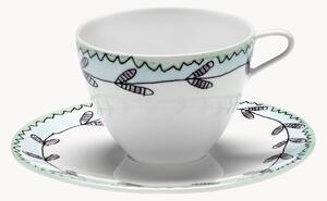 Šálky na kávu's podšálkami z jemného kostného porcelánu Midnight Flowers, 2 ks