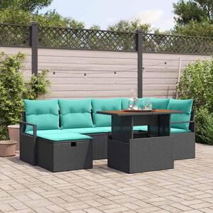Maison Exclusive - Záhradná súprava s vankúmi 7 ks ierna Poly-rattan