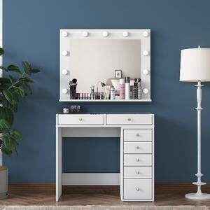 Kalune Design Toaletný stolík Melissa 03 s LED zrkadlom biely/čirý