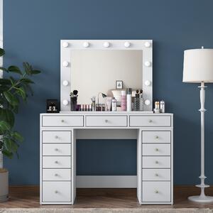 Kalune Design Toaletný stolík Melissa 04 s LED zrkadlom biely