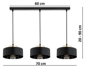 Brilagi - Závesný luster na lanku SPRING 3xE27/60W/230V čierna/zlatá