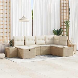Maison Exclusive - Záhradná súprava s vankúmi 6 ks Béová Poly-rattan