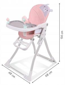 ECOTOYS Detská jedálenská stolička Teddy bielo-ružová