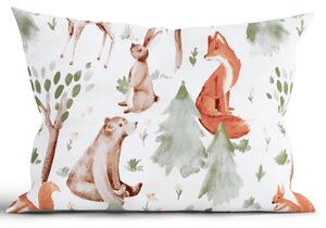 Bavlnená obliečka na vankúš Renforcé 40 × 60 cm - Lesné zvieratká