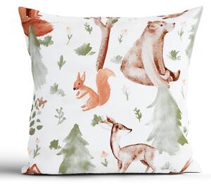 Bavlnená obliečka na vankúš Renforcé 40 × 40 cm - Lesné zvieratká
