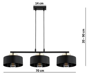 Brilagi - Závesný luster na kábli SPRING 3xE27/60W/230V čierna/zlatá