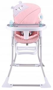 ECOTOYS Detská jedálenská stolička Teddy bielo-ružová