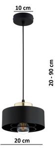 Brilagi - Závesný luster na lanku SPRING 1xE27/60W/230V pr. 20 cm čierna/zlatá