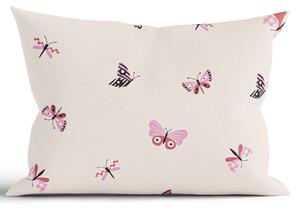 Bavlnená obliečka na vankúš Renforcé 50 × 70 cm – Motýliky béžová