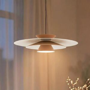 Závesné svietidlo Lucande LED Livie, béžová farba, hliník, Ø 50 cm, Krémová / jantárovo žltá, Obývacia izba / jedáleň, Moderný, Závesné svietidlo