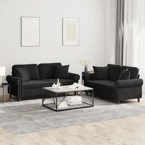 Maison Exclusive – 2-dielna sedacia súprava s vankúmi, ierny zamat