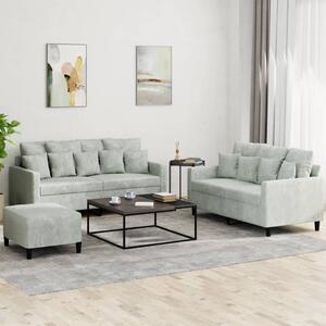 Maison Exclusive – 3-dielna sedacia súprava s vankúmi, svetlosivý zamat
