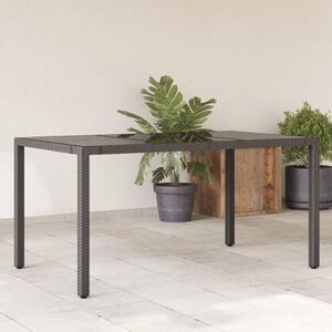 Maison Exclusive - Záhradný stôl so sklenenou doskou ierna 150x90x75 cm Poly ratan
