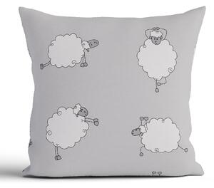 Bavlnená obliečka na vankúš Renforcé 40 × 40 cm - Ovečky Morning Yoga sivá