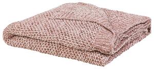 Deka na posteľ ružová 150 x 200 cm polyester mäkká pletená prikrývka do spálne a obývacej izby