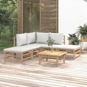 Maison Exclusive – 6-dielna záhradná súprava s svetlosivými vankúšmi z bambusu
