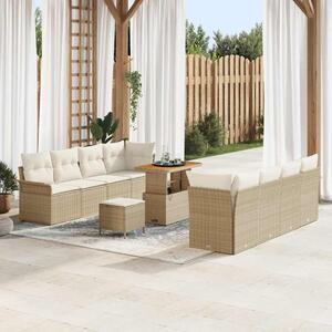 Maison Exclusive - Záhradný nábytok s vankúmi 11 ks Béový Poly-rattan