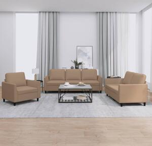 Maison Exclusive – 3-dielna sedacia súprava s vankúmi v odtieni cappuccino-hnedá z umelej koe