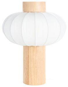 Stolná lampa svetlohnedá kov železo nylonové tienidlo kaučukové drevo moderná obývacia izba spálňa