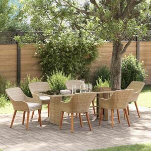 Maison Exclusive - Záhradný jedálenský set s vankúšom 7 pcs Béžová polyratan