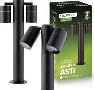 LUMILED stĺpikové svetlo vonkajšia stojaca lampa stojaca lampa vonkajšie svetlo bodové svetlo cesta svetlo záhradné svetlo cesta lampa 45cm IP44 čierna 2x GU10 zásuvka nastaviteľná