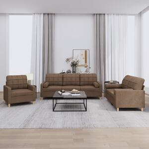 Maison Exclusive – 3-dielna sedacia súprava s vankúmi, hnedá látka