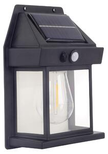 Solárna LED nástenná lampa s pohybovým senzorom RABI, čierno-priehľadná, 1,0 W, teplá biela, 25 lm, plast, rozmery: 17 x 12 x 6,3 cm, IP44, Struhm