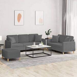 Maison Exclusive – 3-dielna sedacia súprava s vankúmi, tmavosivá látka