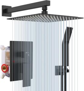 Súprava skrytej sprchovej batérie Rainsworth, štvorcová sprchová hlavica 30x30 cm s najmodernejšou technológiou Air Injection, vysokokvalitná nehrdzavejúca oceľ a mosadz