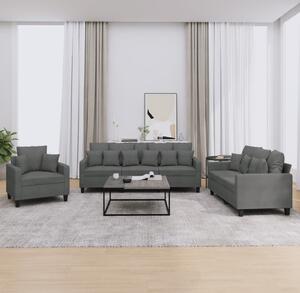 Maison Exclusive – 3-dielna sedacia súprava s vankúmi, tmavosivá látka