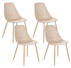 Sada 4 jedálenských stoličiek béžová sedadlo zo syntetiky kovové nohy moderný minimalistický štýl kuchyňa jedáleň