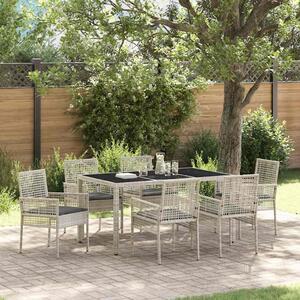 Maison Exclusive - Záhradný jedálenský set 7 pcs Svetlosivá polyratan