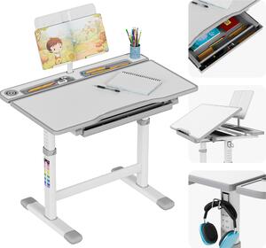 MARK ADLER Study 3.0 | Ergonomický písací stôl pre jedno dieťa | Nastaviteľná výška stola od 54 do 76 cm | Sivá