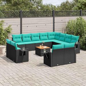 Maison Exclusive – 13-dielna záhradná súprava s vankúmi, ierny polyratan