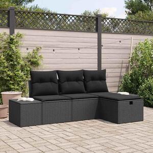 Maison Exclusive - Záhradná súprava pohoviek s vankúmi 4 ks ierna Poly Rattan