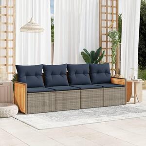 Maison Exclusive – 4-dielna záhradná súprava s vankúšmi, sivá, polyrotang