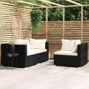 Maison Exclusive – 3-dielna záhradná súprava s vankúšmi, čierna, z polyrotangu