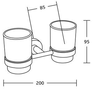 Dvojitý pohár na zubné kefky s úchytom MEXEN TIBER sklo + chróm