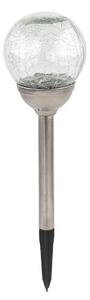 Solárna lampa KOULE 12cm, v.42,5cm, 2LED, nerezová oce/sklo/PH íra