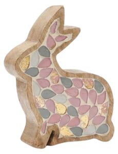 Drevený veľkonočný zajac MOSAIC BUN 15 cm, farebný