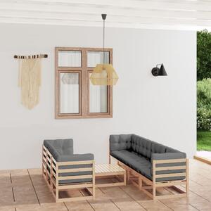 Maison Exclusive – 8-dielna záhradná súprava s vankúšmi z masívneho borovicového dreva