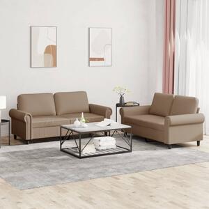 Maison Exclusive – 2-dielna sedacia súprava s vankúmi v odtieni cappuccino-hnedá, z umelej koe