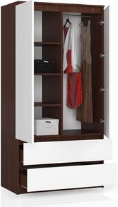 BDW, atníková skria 2 dvere, 2 zásuvky, 180x90x51 cm, wenge / biela