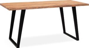 WOHNLING písací stôl 160x80x76 cm masívne drevo akácie / kov počítačový stôl s okrajom stromu Homeoffice kancelársky stôl masívny s U-nohami v čiernej farbe drevený stôl