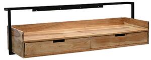 Nástenný písací stôl WOHNLING z masívneho akáciového dreva, 120 cm, s 2 zásuvkami. Štýlový písací stôl na stenu, závesný, s úložným priestorom, ručne vyrobený