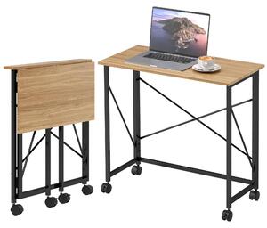 HOMCOM Skladací písací stôl Malý skladací písací stôl s rozmermi 80 cm a kolieskami